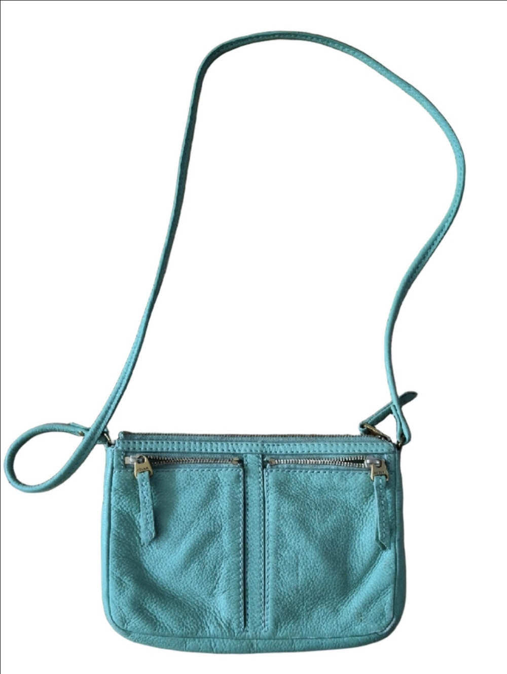 Fossil Mint Green Leather Crossbody Bag Purse